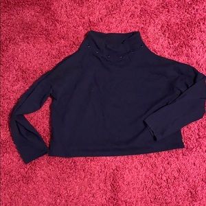 Funnel neck crop top sweatshirt